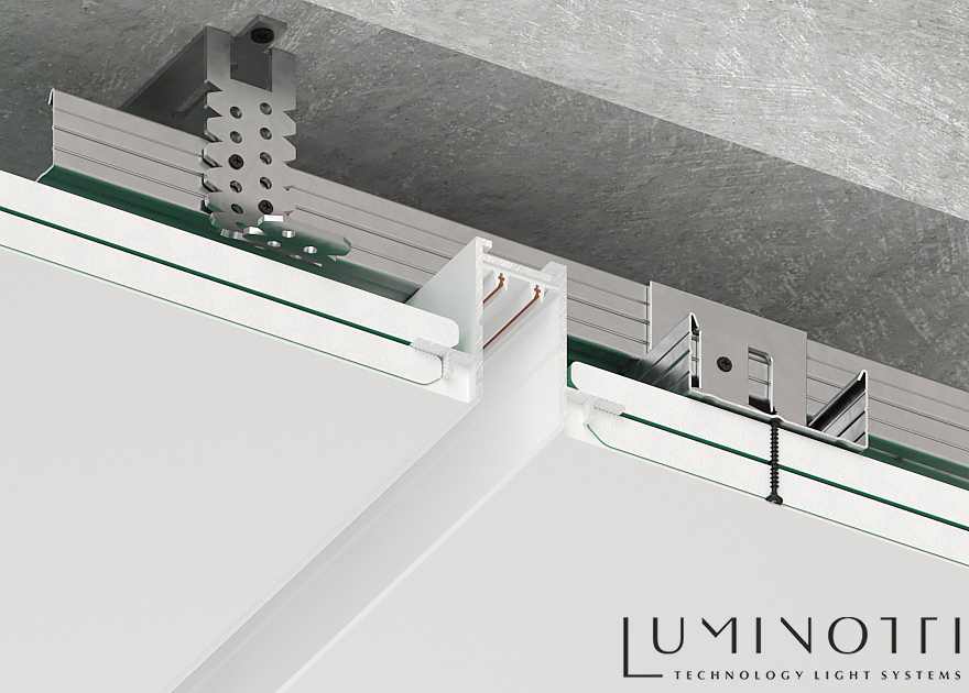 Шинопровод под ГКЛ, белый, 220V. Трековая система SLIMLINE. Тип магнитный.